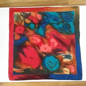 Vintage multicolored scarf, 30 in x 30 in
